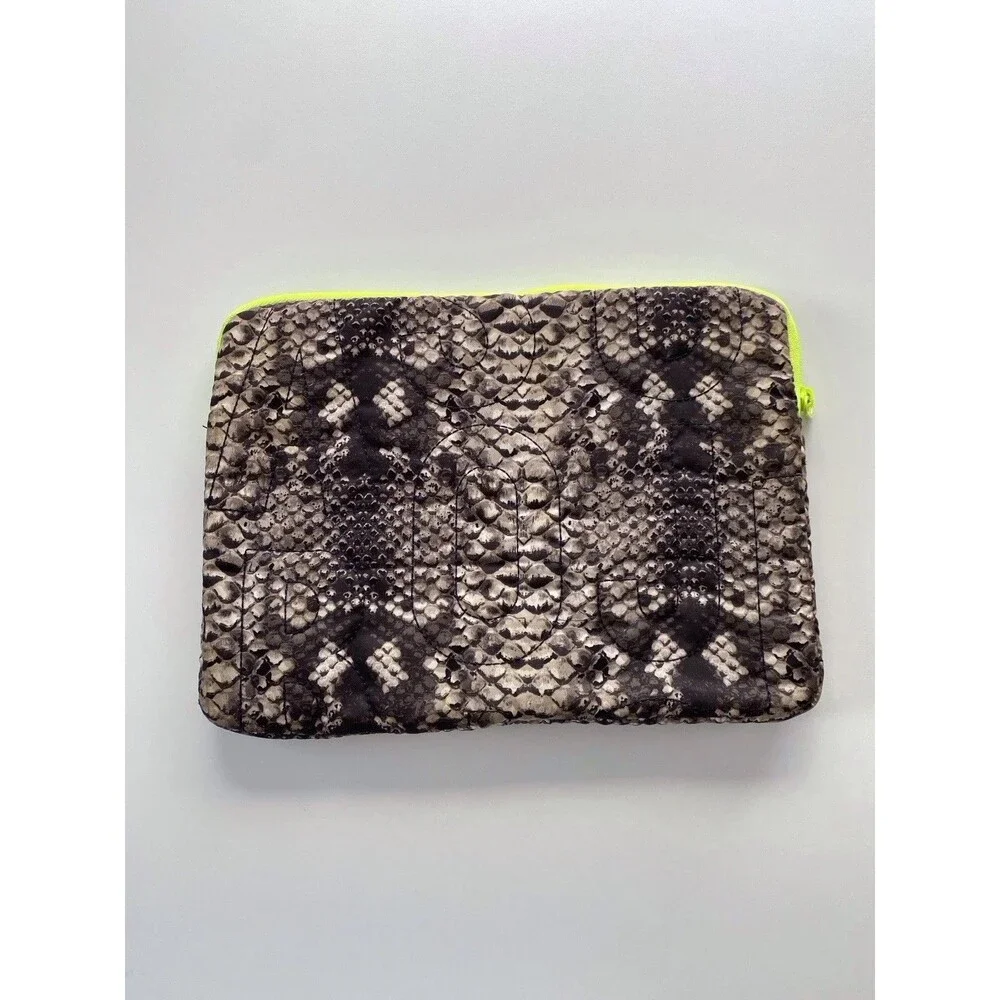 Marc Jacobs Quilted Workwear Laptop Case Sleeve Bag Clutch Python Snake Neon